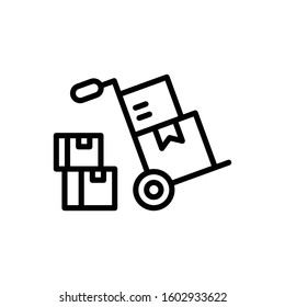 Hand Truck Illustration Icon. vector outline symbol.