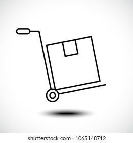 Hand truck line icon. Vector illustration