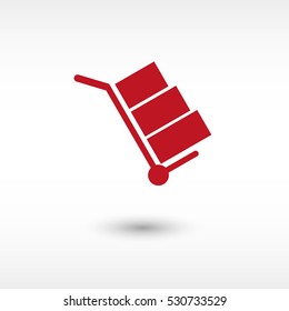 Hand truck - red vector  icon with shadow