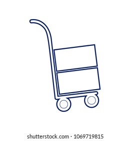 Hand truck sign. Vector. Flat style black icon on white.