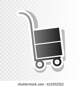Hand truck sign. Vector. New year blackish icon on transparent background with transition.