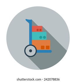 Hand Truck. Single flat color icon. Vector illustration.