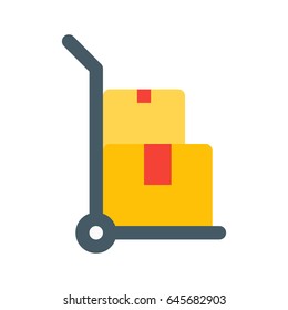 hand truck with stacked boxes