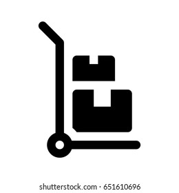 hand truck with stacked boxes