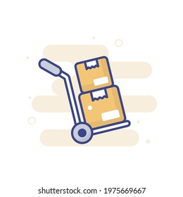 Hand Truck vector filled outline icon style illustration. EPS 10 File
