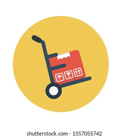 hand truck vector flat colour icon