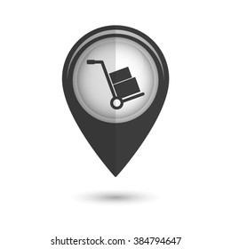 Hand truck - vector icon;  black map pointer