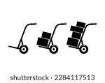 Hand truck vector icons on white background