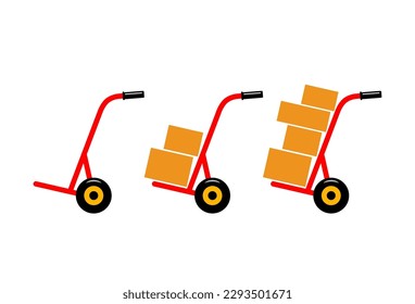 Hand truck vector icons on white background