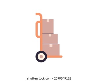 Hand truck and wheelbarrow flat vector illustration.