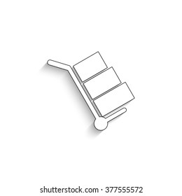 Hand truck - white vector icon  with shadow