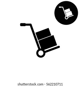 Hand truck  - white vector icon