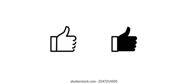 Hand Trumb up icon set. Ok symbol sign. Social media concept. Vector illustration. Trumbs up gesture isolated on white Editable stroke and flat icons