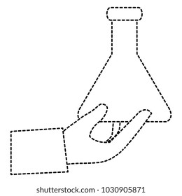 hand with tube test flask icon