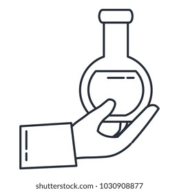 hand with tube test flask icon
