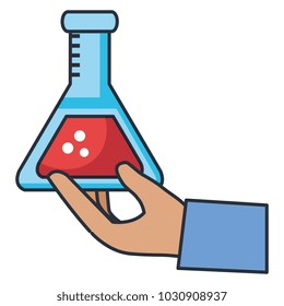 hand with tube test flask icon