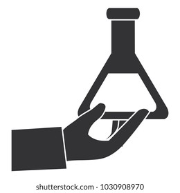 hand with tube test flask icon