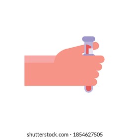 hand with tube test flat style icon vector illustration design