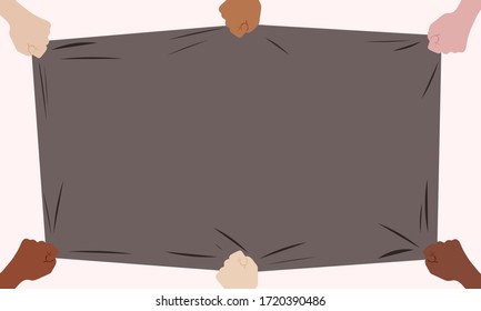 Colocación manual de un lienzo marrón con espacio para texto. Vector.


