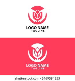 Hand Tulpe Logo Design Vektorgrafik
