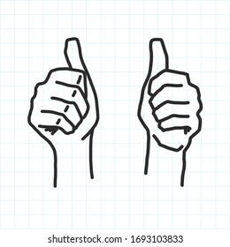 Hand tumb up with doodle style