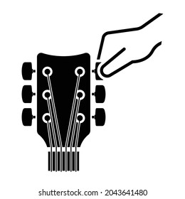 Hand tuning a guitar icon isolated on white background vector illustration.