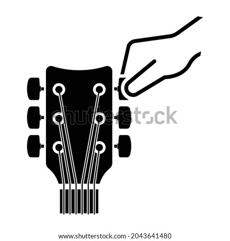 Hand tuning a guitar icon isolated on white background vector illustration.