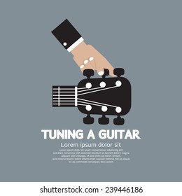 Hand Tuning a Guitar Vector Illustration