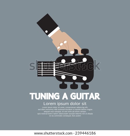 Hand Tuning a Guitar Vector Illustration