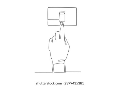 A hand turned off the light. Earth Hour one-line drawing