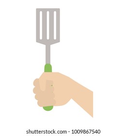 Hand with turner utensil