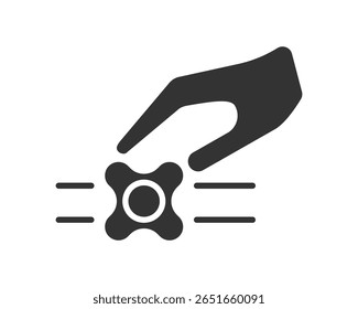 Mão girando um botão de controle, simbólico de ajustes, precisão ou influência. Útil para temas de configurações, regulação, maquinário e controle. Estilo minimalista.