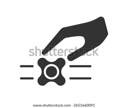 Hand turning a control knob, symbolic of adjustments, precision, or influence. Useful for themes of settings, regulation, machinery, and control. Minimalist style.
