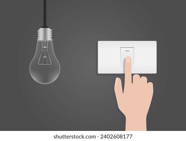 Interruptor de la luz de apagado manual. Salvar la electricidad y el concepto de energía. Ilustración vectorial. 