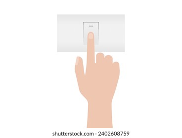 Hand Turning Off Light Switch. Save the World, Electricity and Energy. Green Energy or Renewable Energy. Eco- Friendly Concept. 