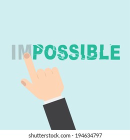 Hand turning the word Impossible into Possible 