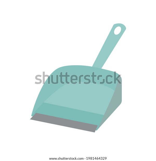 Hand turquoise dustpan icon. Can be used as a\
symbol or sign. Cleaning service concept. Stock vector illustration\
isolated on white background. Flat cleaning item, handle dust pan,\
cleaning scoop.