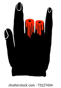 Hand with two cut fingers, heavy metal symbol