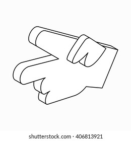 Hand with two fingers icon, isometric 3d style 