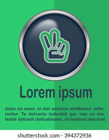 Hand with two fingers up in the peace or victory symbol. Vector peace sign. Peace and victory hand sign.