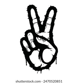 hand with two fingers up sign illustration