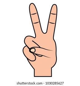 hand with two fingers victory peace and love sign