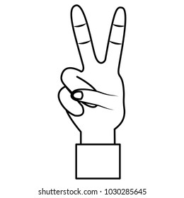 hand with two fingers victory peace and love sign