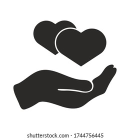 Hand with two hearts icon
