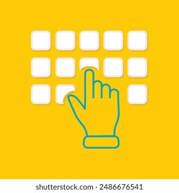 Hand typing on a computer keyboard, top view, daily routine. Enter the password on the keyboard icon. Finger over keyboard.