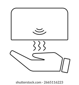 Sensor de mano debajo que detecta el calor con el icono de líneas onduladas.