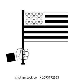 hand with united states of america flag in pole
