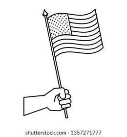 hand with united states of america flag