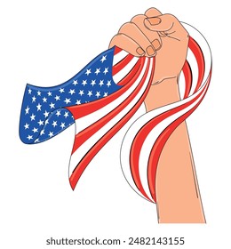 Hand with a united States flag Vector illustration