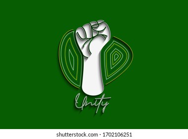 Hand with Unity Calligraphic line art Text shopping poster vector illustration Design.